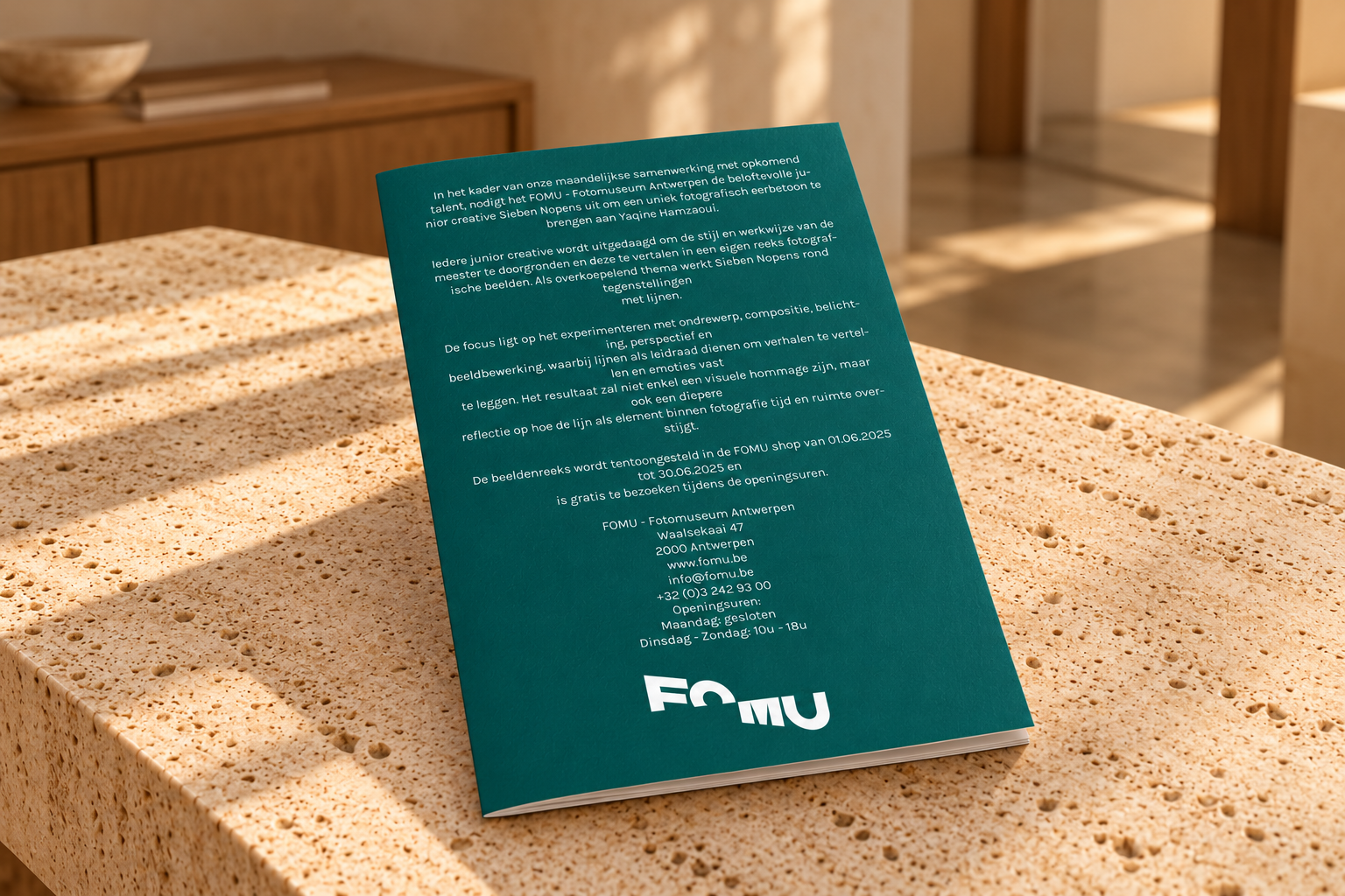 Back cover of the FOMU leporello with exhibition information